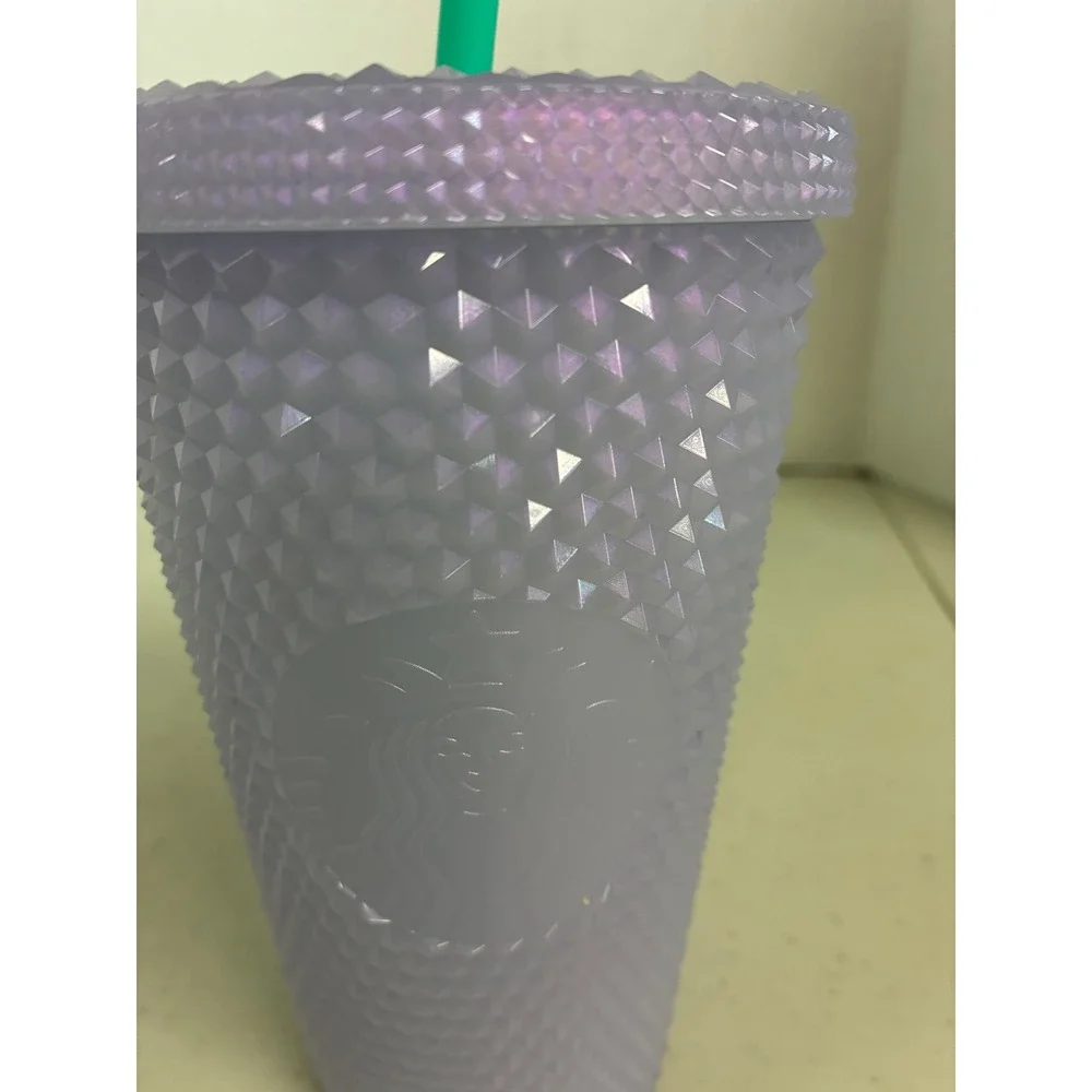 Starbucks Lilac Purple Studded Iridescent Venti 24oz Cold Cup Tumbler Teal Straw